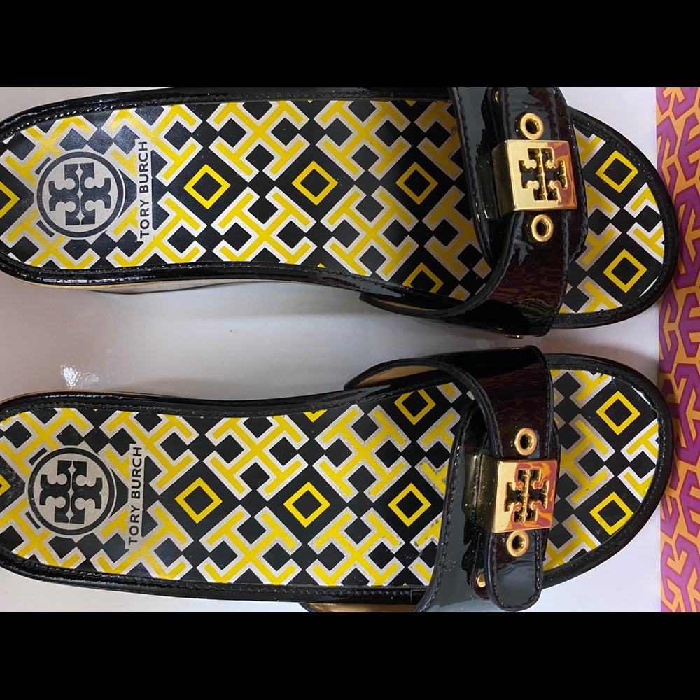Authentic Tory Burch Dixon Patent Calf sandal
